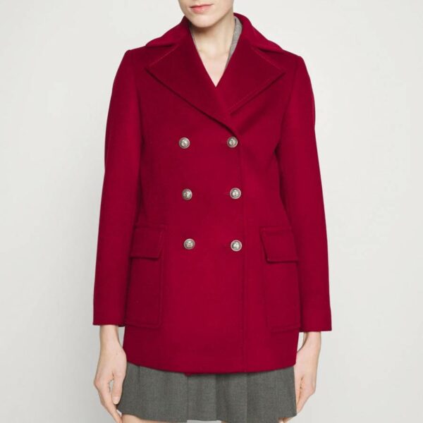 Burgundy Salato Double Breasted Wool Coat