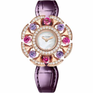 Bvlgari Rose Gold, Diamond, Amethyst And Pink Rubellite Divas' Dream Watch 33Mm