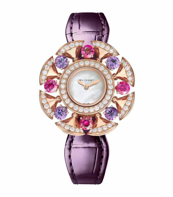 Bvlgari Rose Gold, Diamond, Amethyst And Pink Rubellite Divas' Dream Watch 33Mm