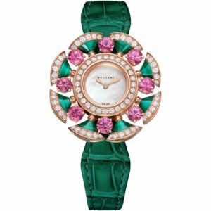 Bvlgari Rose Gold, Diamond, Tourmaline And Malachite Divas' Dream Cocktail Watch 33Mm