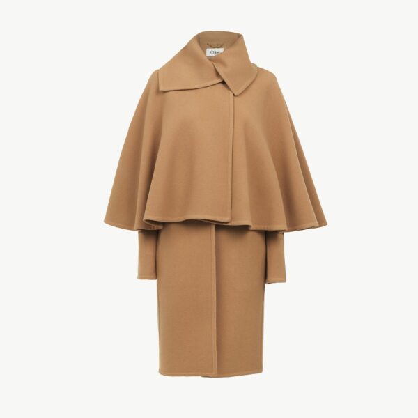 CHLOÉ Cape coat in wool & cashmere Orange Size 6 100% Wool, Horn Bubalus Bubalis, Farmed, COO India