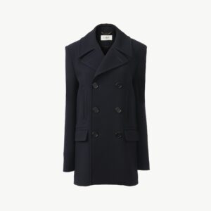 CHLOÉ Pea coat in double wool crêpe Blue Size 8 100% Wool, Horn Bubalus Bubalis, Farmed, COO India