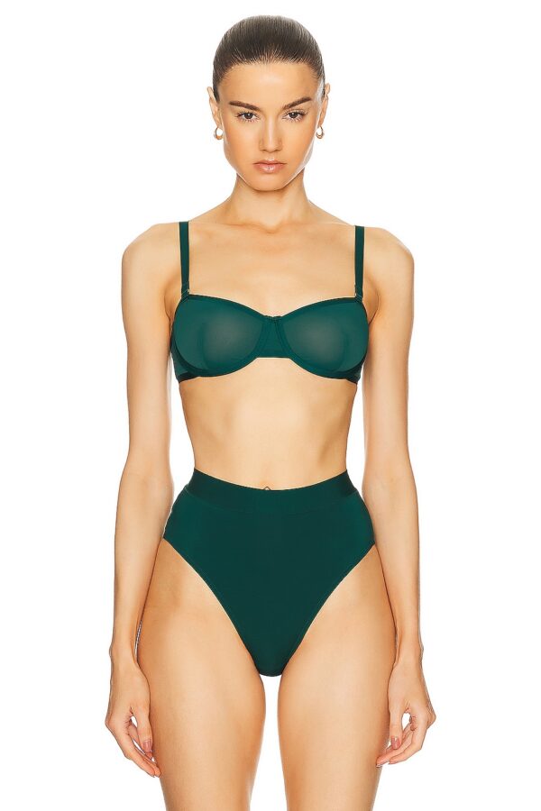 CUUP Mesh Balconette Bra in Dark Green