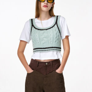 Cable Crop Knit Bustier - Mint