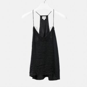 Cami NYC Black Gemstone Racerback Lace Trim Camisole, Women's (Size Medium)