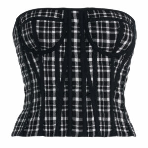 Carolina Herrera - Plaid Bustier Top - Black/white - US 8 - Moda Operandi