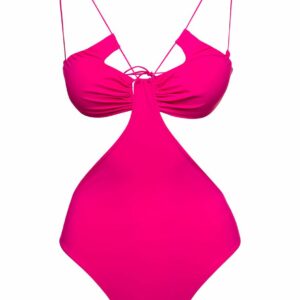 'Sadie' Fuchsia Swimsuit With Cut-Out And Spaghetti Straps In Stretch Polyamide Woman