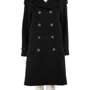 Chanel Black Wool Double Breasted Button Coat