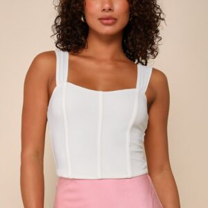 Charismatic Choice Ivory Sleeveless Bustier Tank Top