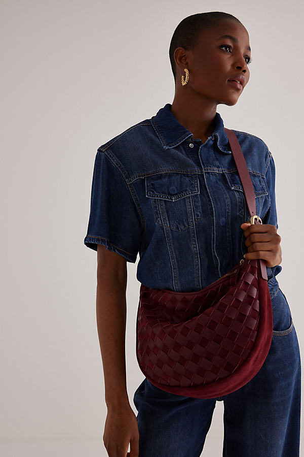 Check Leather Crossbody Bag