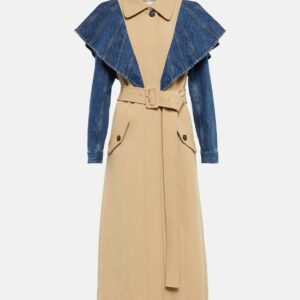 Chloé Denim-paneled twill trench coat