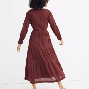 Cinch-Waist Tiered Midi Dress