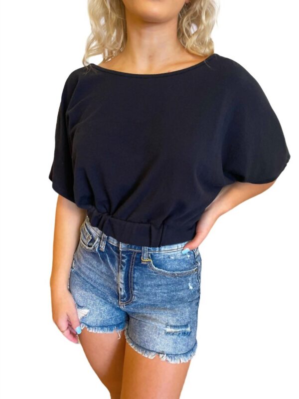 Cinched Waist Crop Top In Black