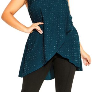 City Chic Embellished High-Low Camisole in Emerald at Nordstrom