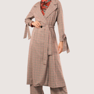 Closet London Red Check Tied Cuff Trench Coat