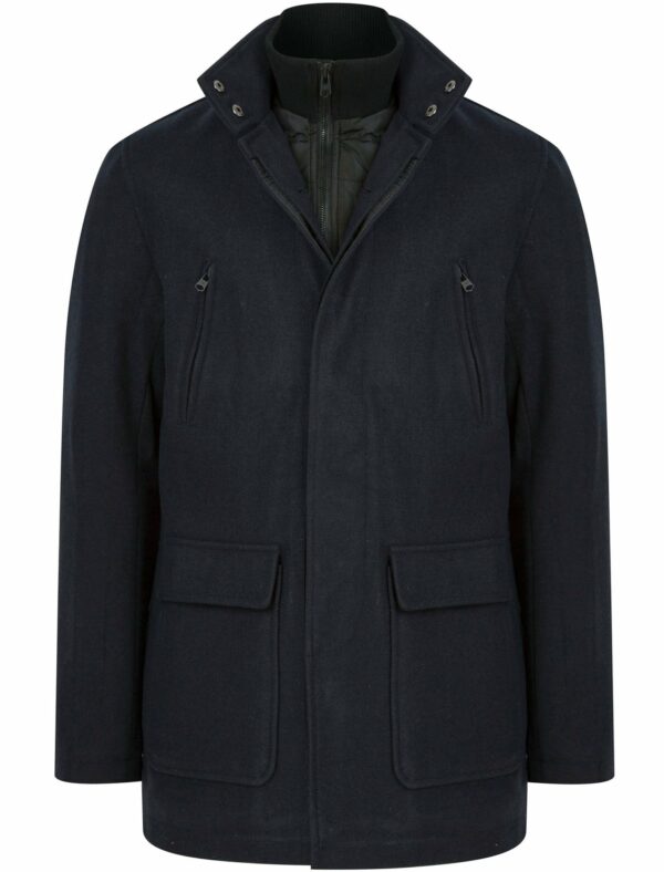 Coats / Jackets Clayne Wool Look Notch Collar Tailored Coat with Quilted Mock Insert in Navy / XXL - Tokyo Laundry