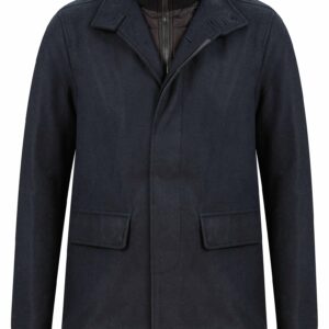 Coats / Jackets Indus Wool Look Funnel Neck Collar Tailored Coat with Quilted Mock Insert in Navy / L - Tokyo Laundry