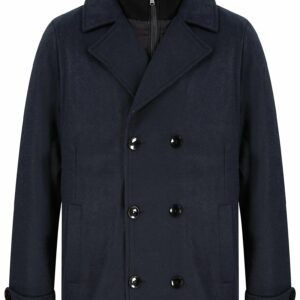 Coats / Jackets Zemu Double Breasted Wool Look Pea Coat with Quilted Mock Insert in Navy / M - Tokyo Laundry