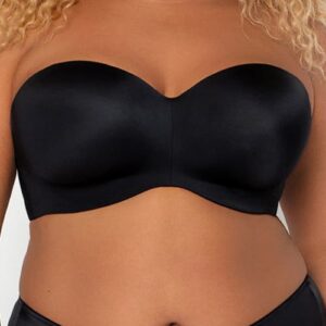 Curvy Couture Strapless Underwire Push-Up Bra in Black Hue at Nordstrom, Size 44H