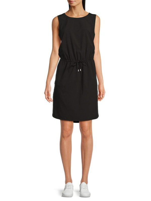 DKNY Women's Cinched Waist Drawstring Mini Dress - Black - Size 8