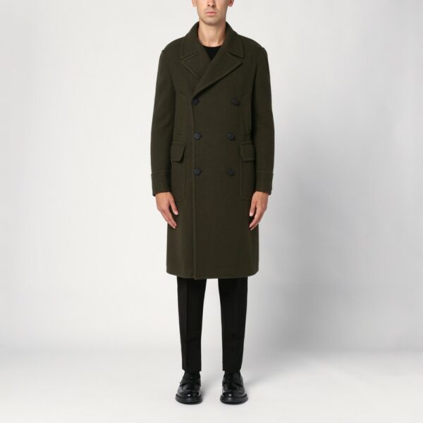 Dark green wool blend double-breasted coat