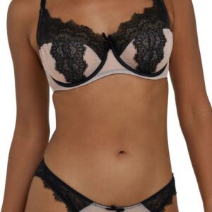 Deja Day Rosalyn Full Coverage Underwire Balconette Bra in Black And Blush at Nordstrom, Size 34H