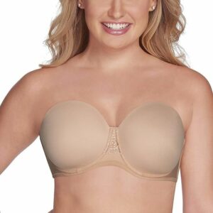 Designer Vanity Fair Women's Beauty Back Smoothing Strapless Bra, 4-W in Beige