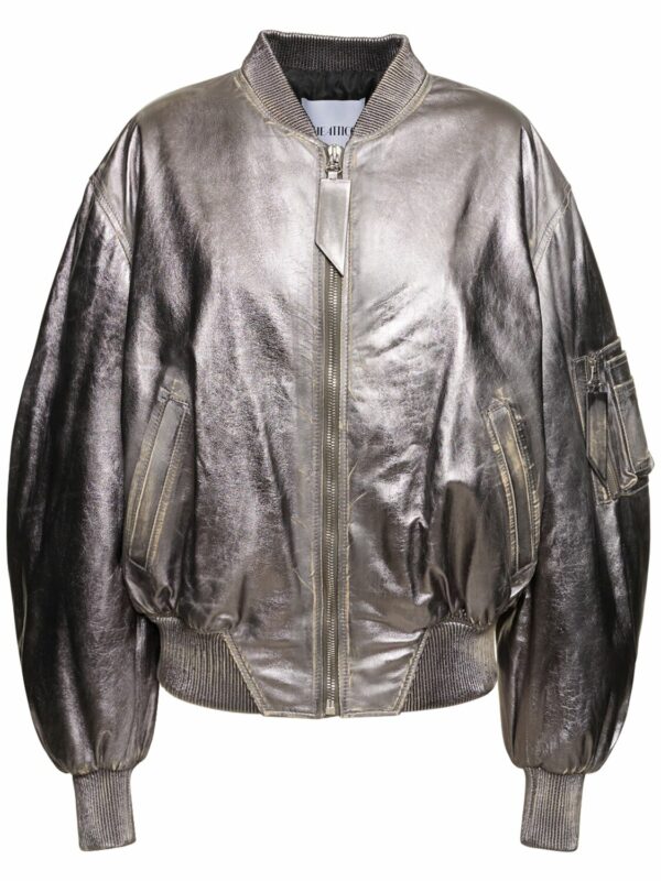 Destroyed Mirror Leather Bomber Jacket