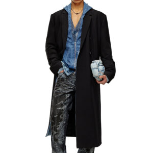 Diesel - Longline cool wool coat in denim detail - Jackets - Man - Black