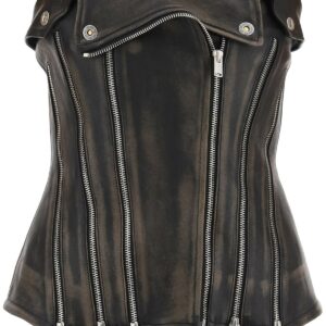 Dion Lee Leather Biker Corset Top