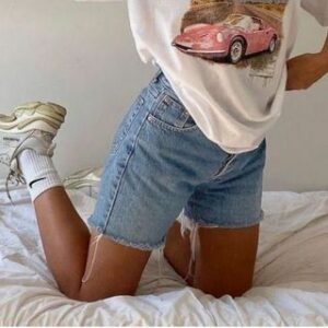 Distressed Denim Shorts