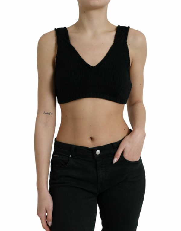 Dolce & Gabbana Elegant Black Cashmere Bustier Crop Women's Top