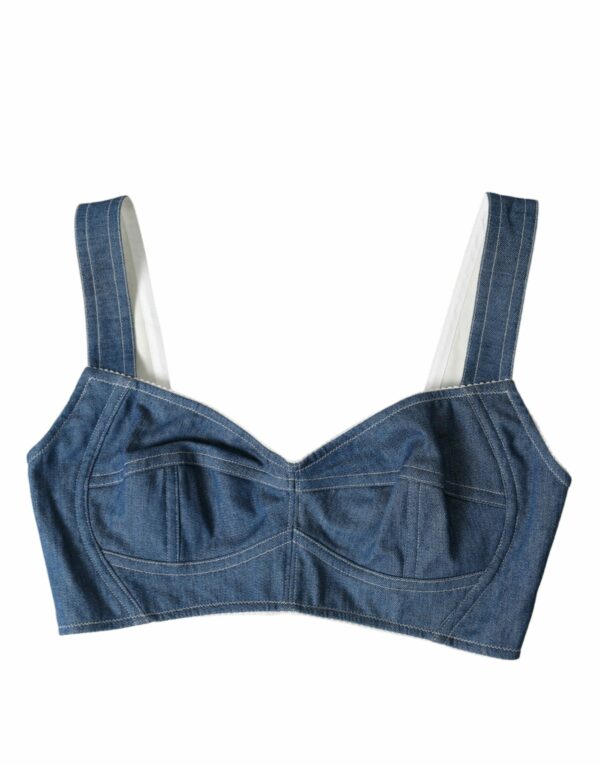 Dolce & Gabbana Elegant Blue Bustier Crop Women's Top