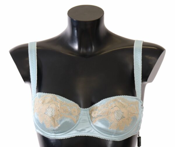 Dolce & Gabbana Elegant Silk Blend Balconette Bra in Light Women's Blue