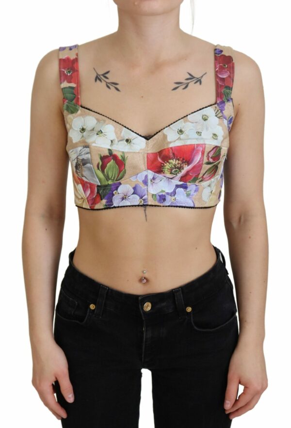 Dolce & Gabbana Floral Print Bustier Crop Women's Top