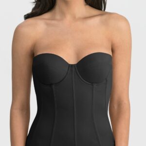 Dominique Brianna Low Back Strapless Longline Bra, 8980 - Black