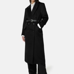 Double Breasted Wool Maxi Coat Black