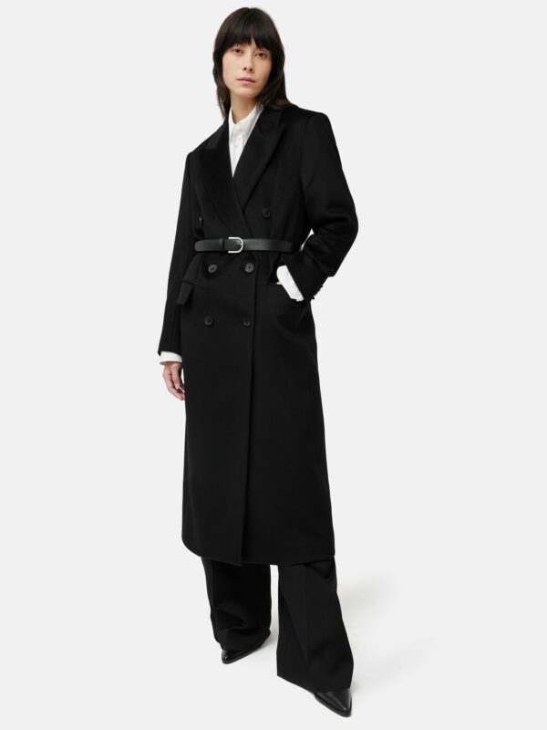 Double Breasted Wool Maxi Coat Black