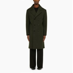 Double-breasted military wool coat