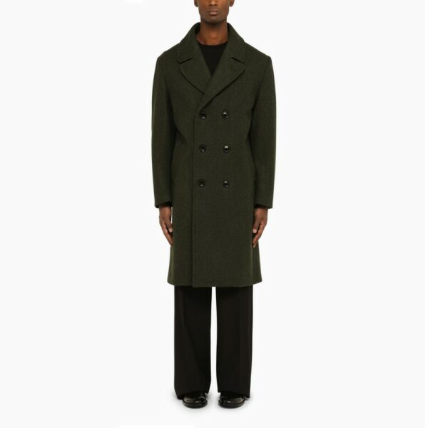 Double-breasted military wool coat