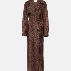 Dries Van Noten Printed silk satin trench coat