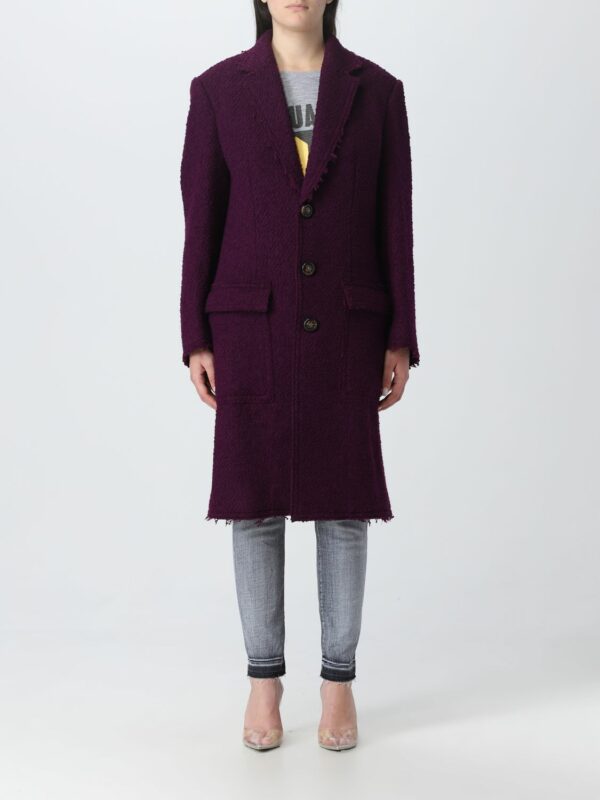 Dsquared2 coat in bouclé virgin wool blend