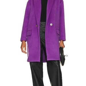 Ena Pelly Oversized Wool Coat in Purple. Size 12/L, 6/XS, 8/S.