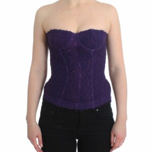 Ermanno Scervino Purple Lace Silk Blend Bustier Women's Corset