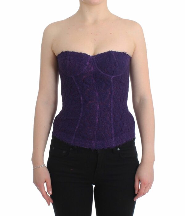 Ermanno Scervino Purple Lace Silk Blend Bustier Women's Corset