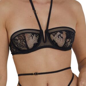 Etam Dentelle and Me Halter Unlined Underwire Balconette Bra in Black at Nordstrom, Size 34D