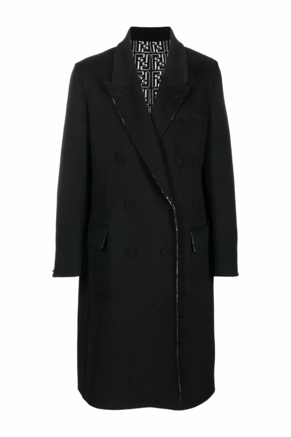 FENDI WOVEN WOOL COAT Size: 48, colour: BLACK