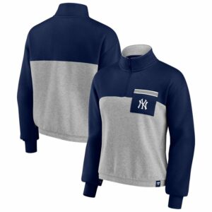 Fanatics /Heather Gray New York Yankees Iconic Cinch Waist Quarter-Zip Top Navy Blue, 3X-Large - MLB Outerwear Adult/Youth at Academy Sports