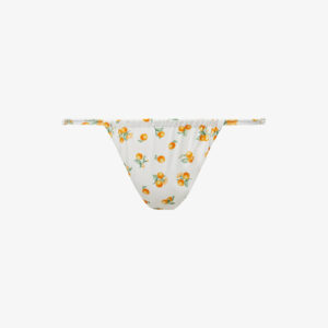 Adjustable Ruched Ditsy Oranges Bikini Bottom - White L