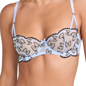 Fleur du Mal Farfalle Embroidery Balconette Bra Ice Queen 34B